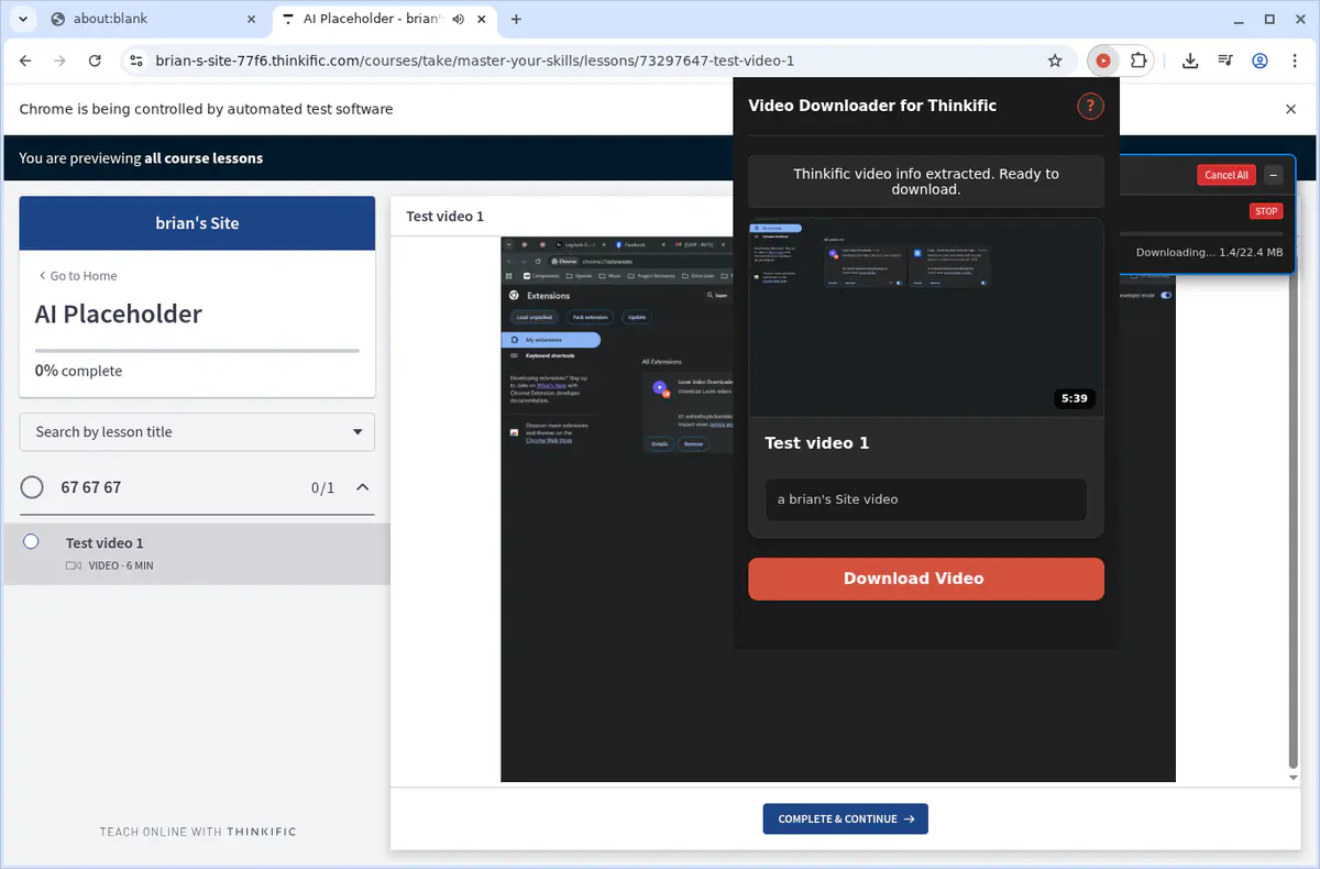 Thinkific Video Downloader browser extension screenshot 5
